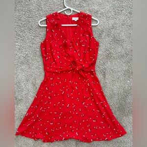 LOFT Vibrant Red Floral Dress